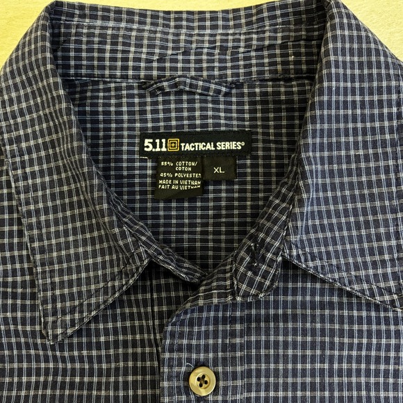 5.11 Tactical Series Shirt Mens XL Snap Close Blue Plaid Short Sleeve Work Top - Picture 3 of 9